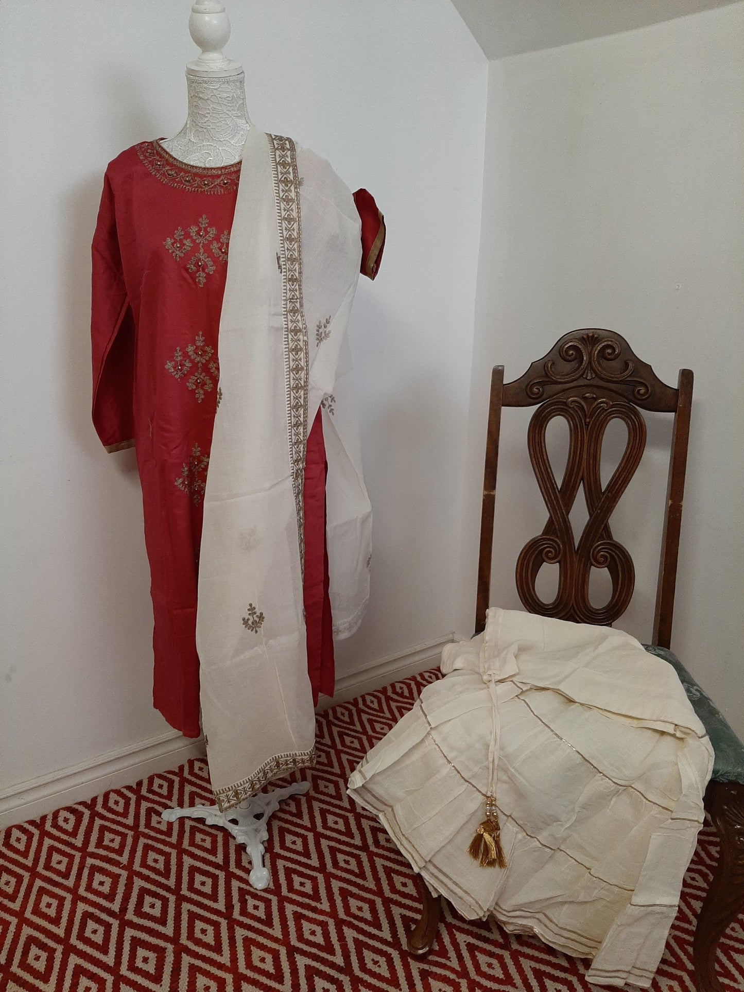Lovely Dirty Pink Kurti & Cream Sharara Suit @ DressingStylesCA.com