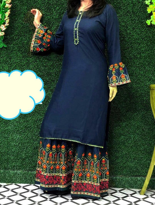 Lovely Navy Blue Kurti and Sharara @ DressingStylesCA.com