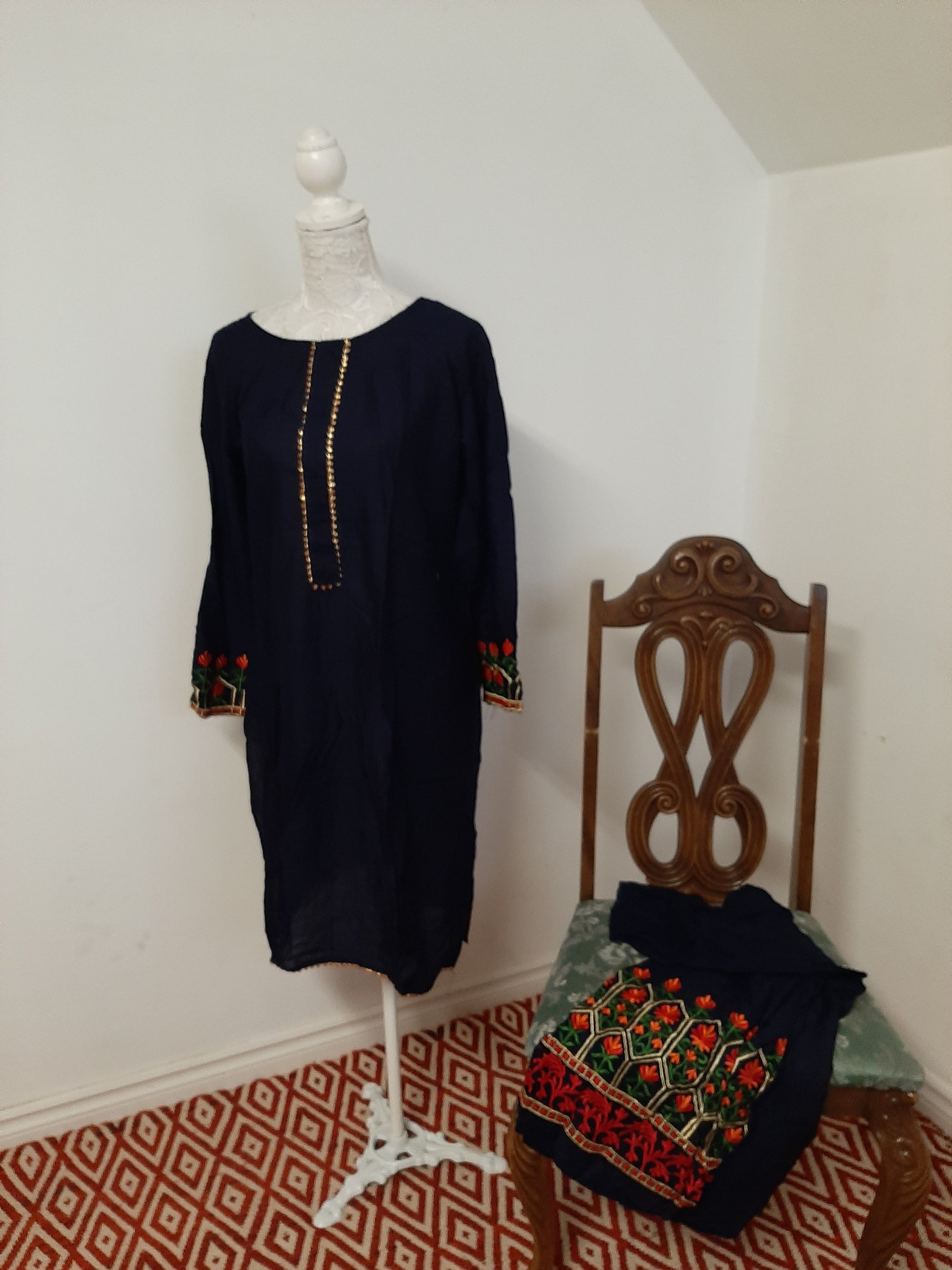 Lovely Navy Blue Kurti and Sharara @ DressingStylesCA.com