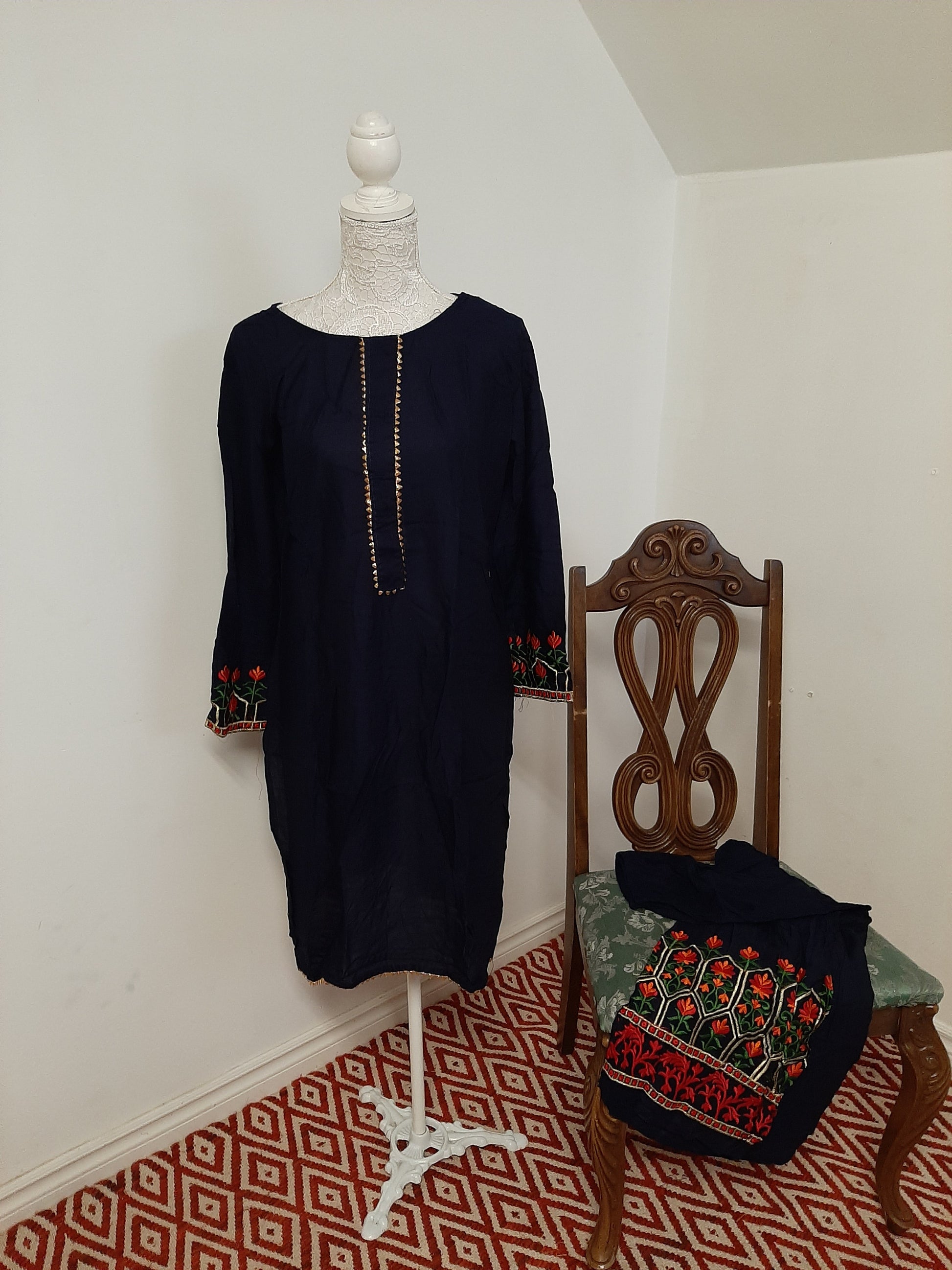 Lovely Navy Blue Kurti and Sharara @ DressingStylesCA.com