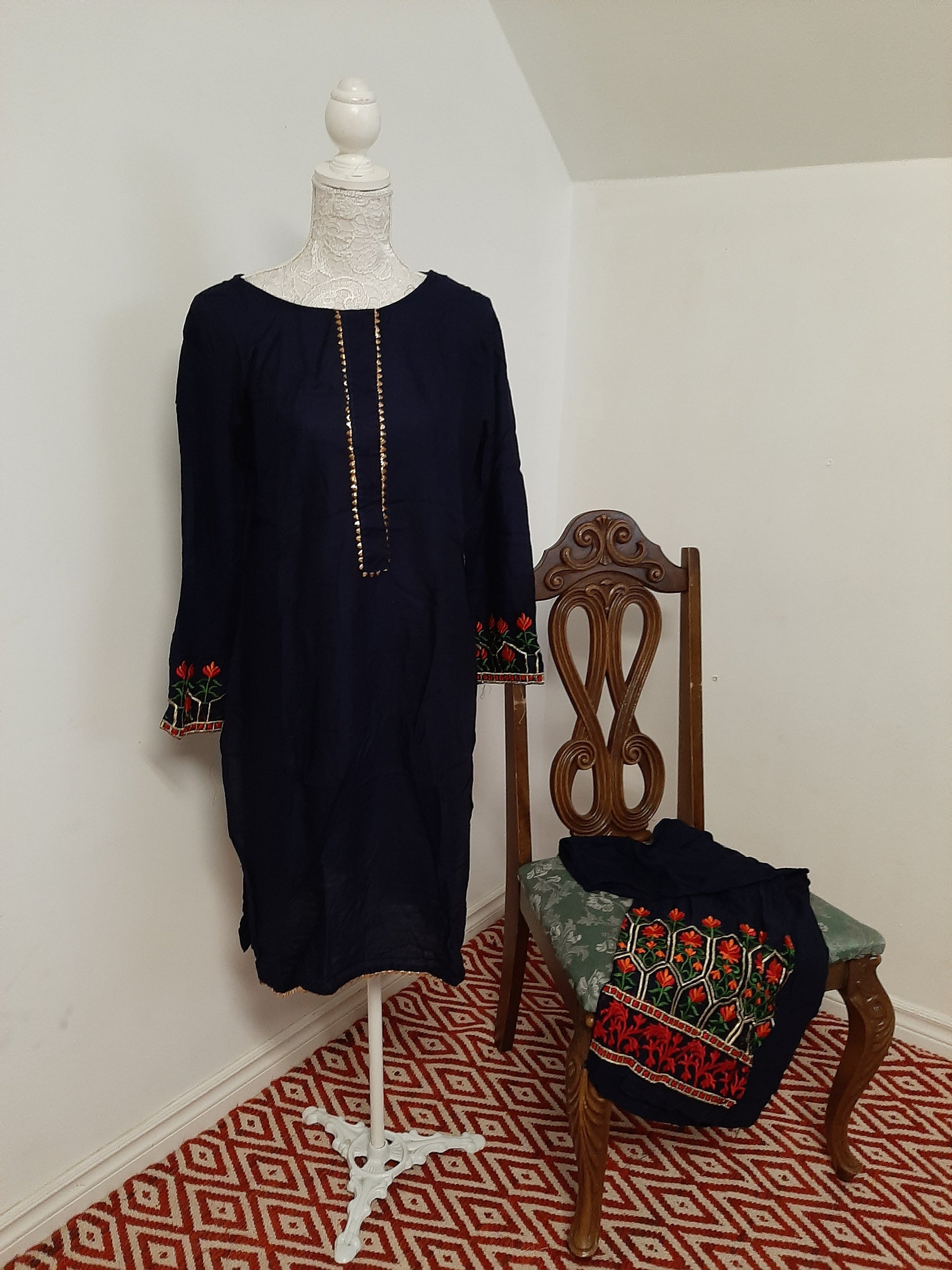 Lovely Navy Blue Kurti and Sharara @ DressingStylesCA.com