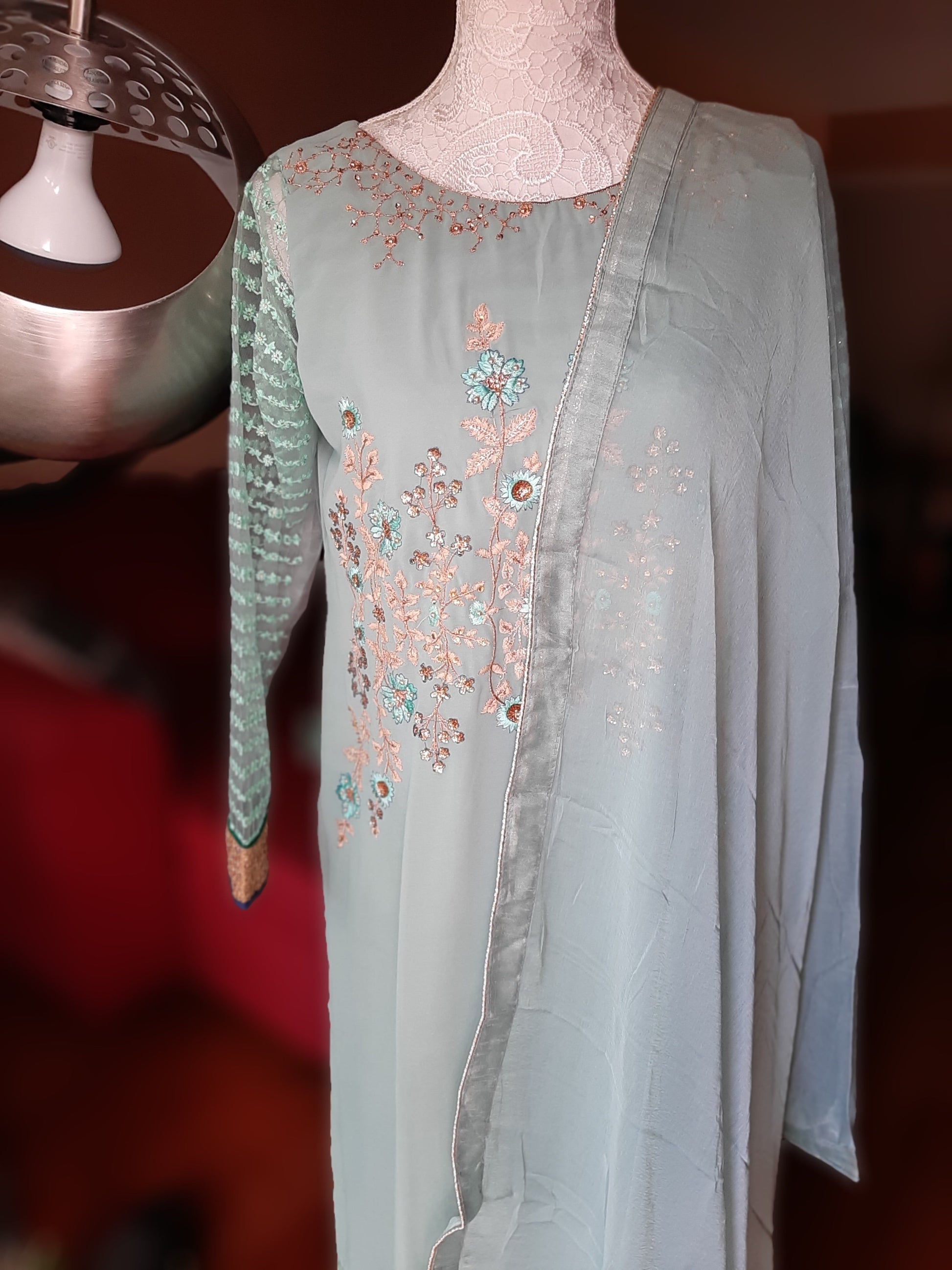 Lovely Pastel Green Kurti Palazzo-Fully Stitched @ DressingStylesCA.com