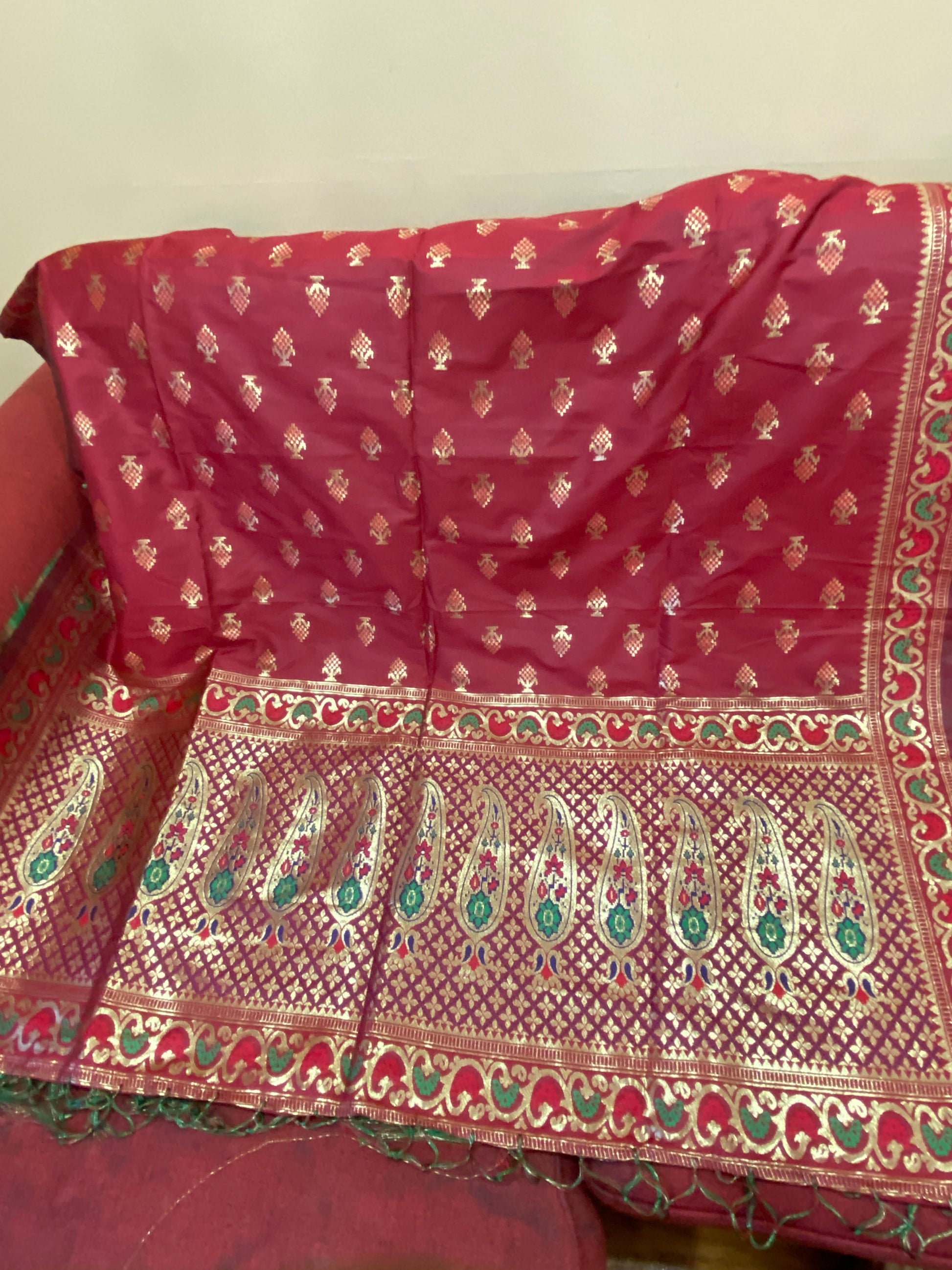 Maroon Banarasi Duppata @ DressingStylesCA.com