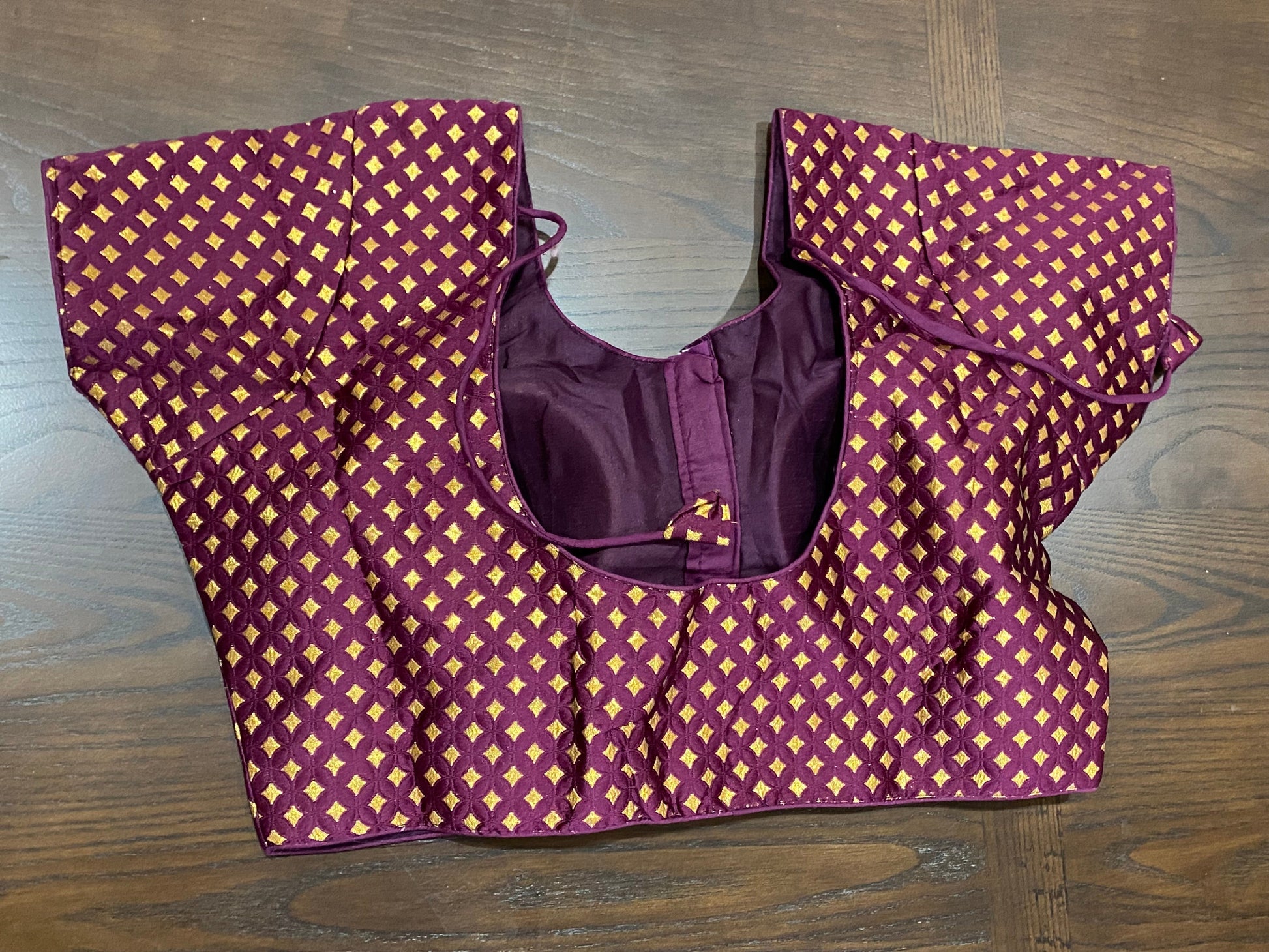 Maroon Brocade Blouse @ DressingStylesCA.com