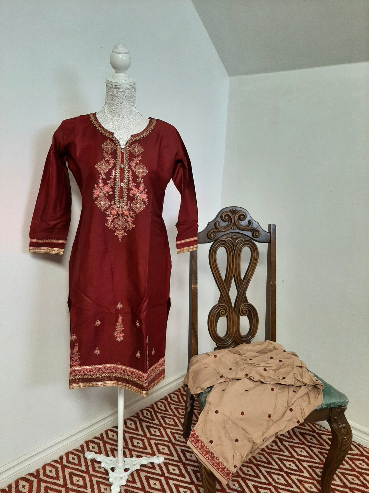 Maroon-Chocolate Patiala Suit @ DressingStylesCA.com