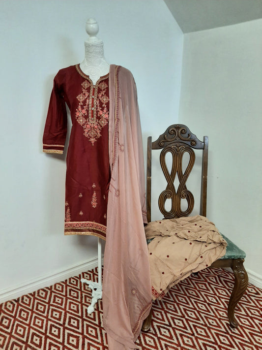 Maroon-Chocolate Patiala Suit @ DressingStylesCA.com