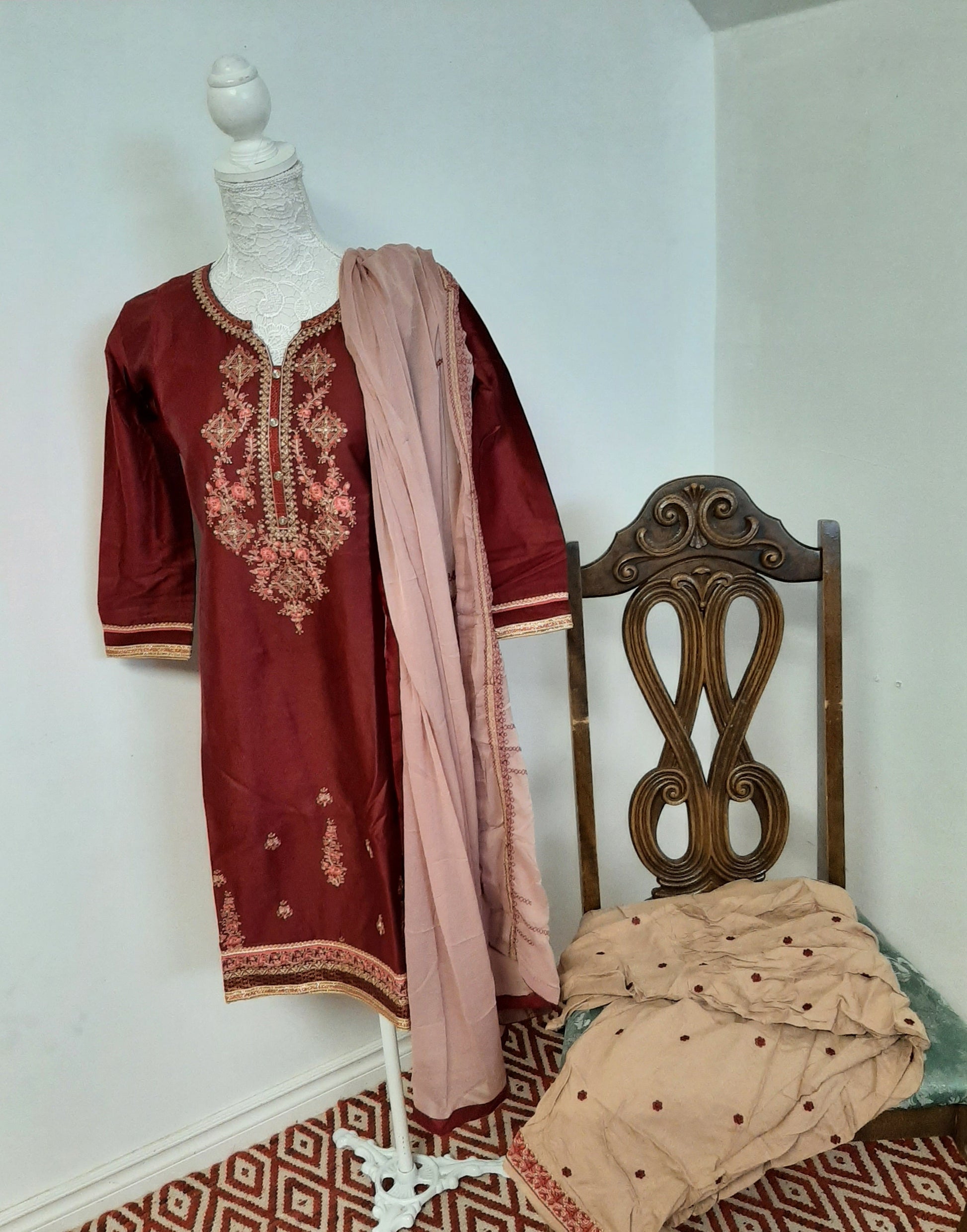 Maroon-Chocolate Patiala Suit @ DressingStylesCA.com
