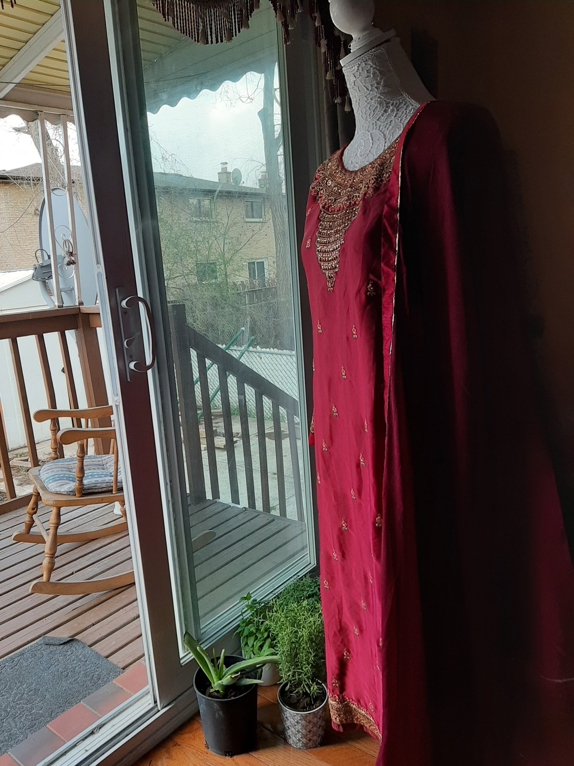 Maroon Kurti Palazzo Set @ DressingStylesCA.com