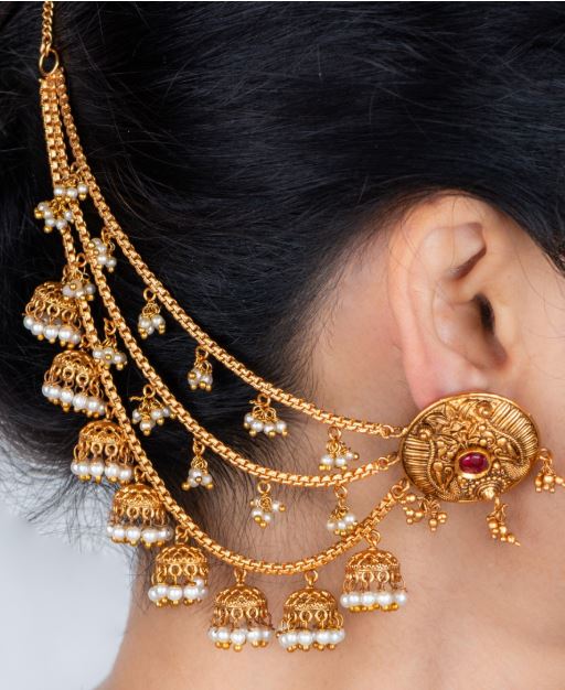 Matte Earrings With Embellished Maatal @ DressingStylesCA.com