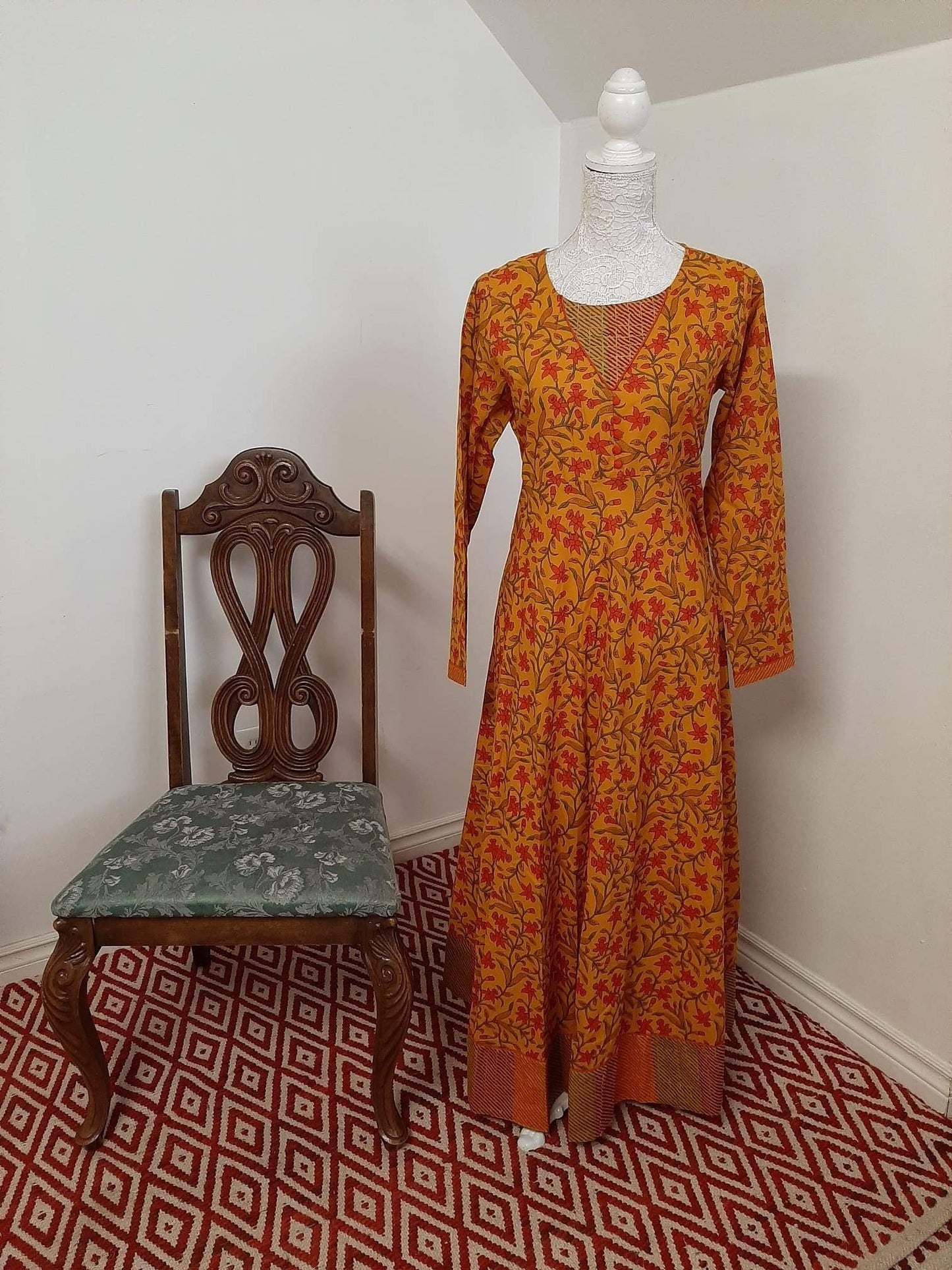 Mustard Floral Kurti @ DressingStylesCA.com