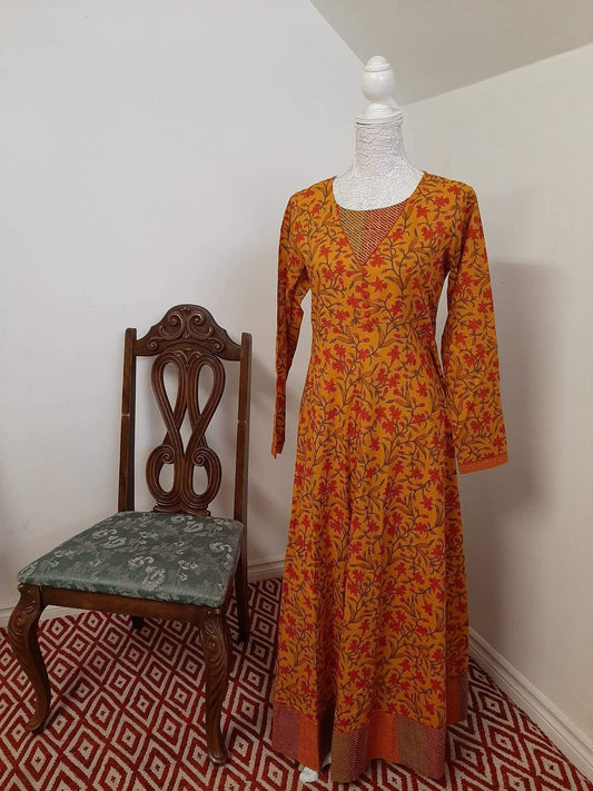 Mustard Floral Kurti @ DressingStylesCA.com