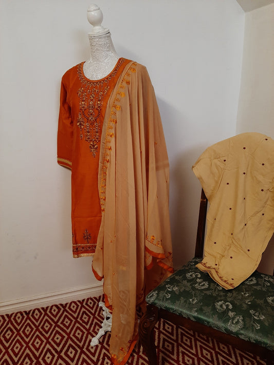 Mustard-light cream Patiala Suit @ DressingStylesCA.com