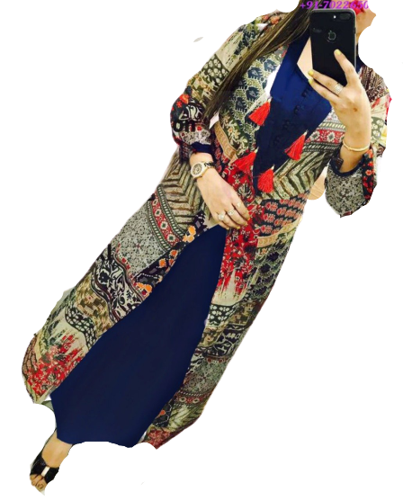 Navy Blue Kurti & Printed Shrug @ DressingStylesCA.com