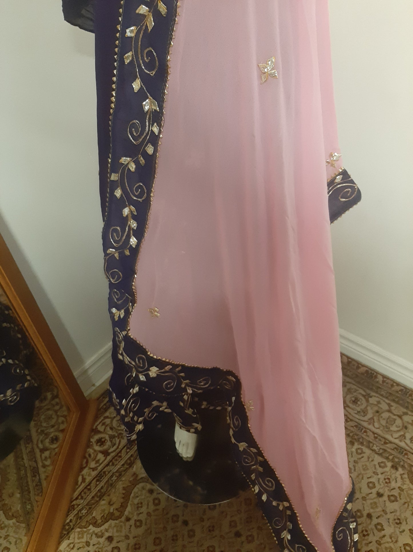 Navy Blue Lehenga with Pink Dupatta @ DressingStylesCA.com