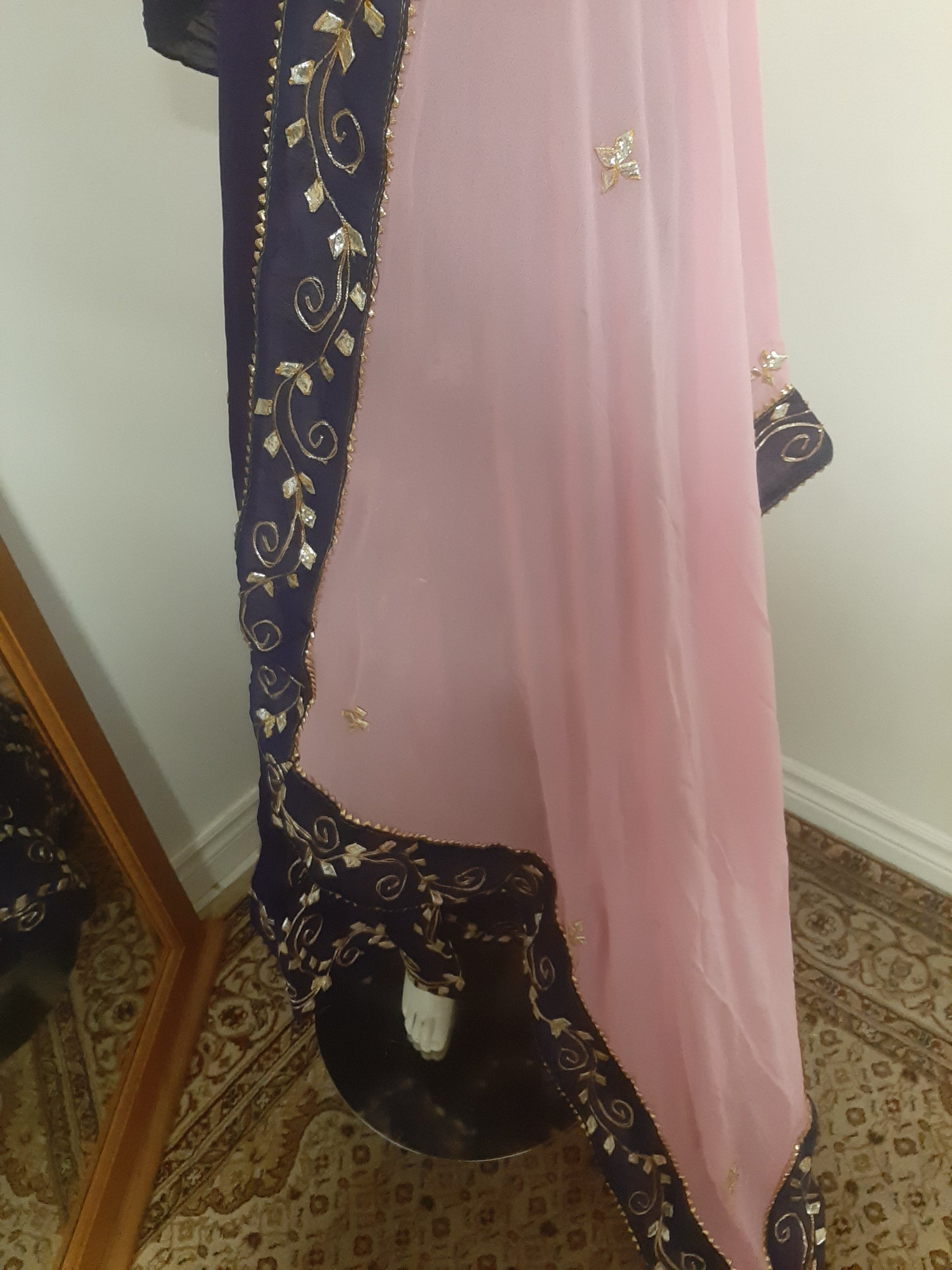 Navy Blue Lehenga with Pink Dupatta @ DressingStylesCA.com