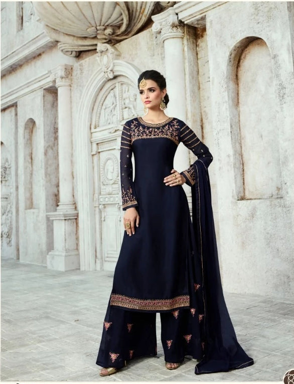 Navy Blue Palazzo set @ DressingStylesCA.com