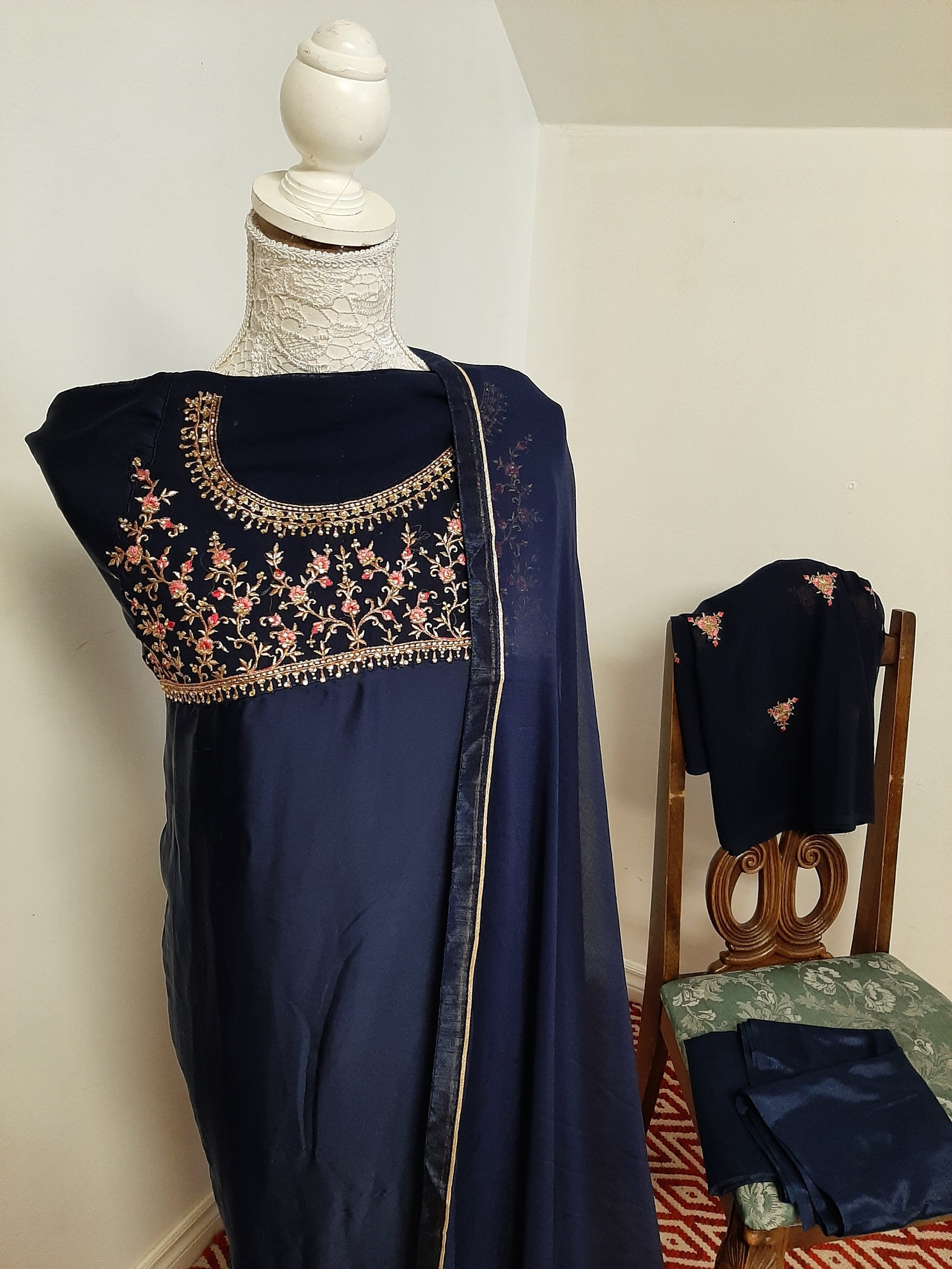 Navy Blue Palazzo set @ DressingStylesCA.com