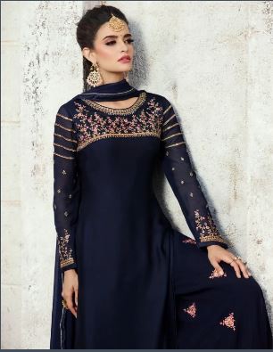 Navy Blue Palazzo set @ DressingStylesCA.com