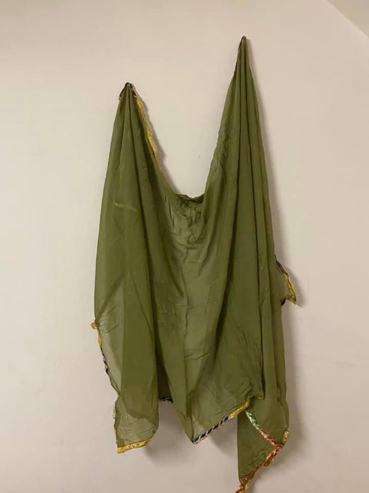 Olive Chiffon Dupatta @ DressingStylesCA.com