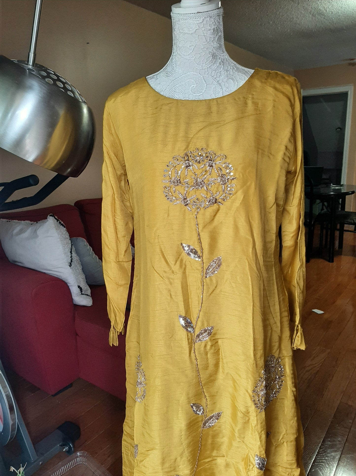 Olive Yellow with Red skirt Dola Gown @ DressingStylesCA.com