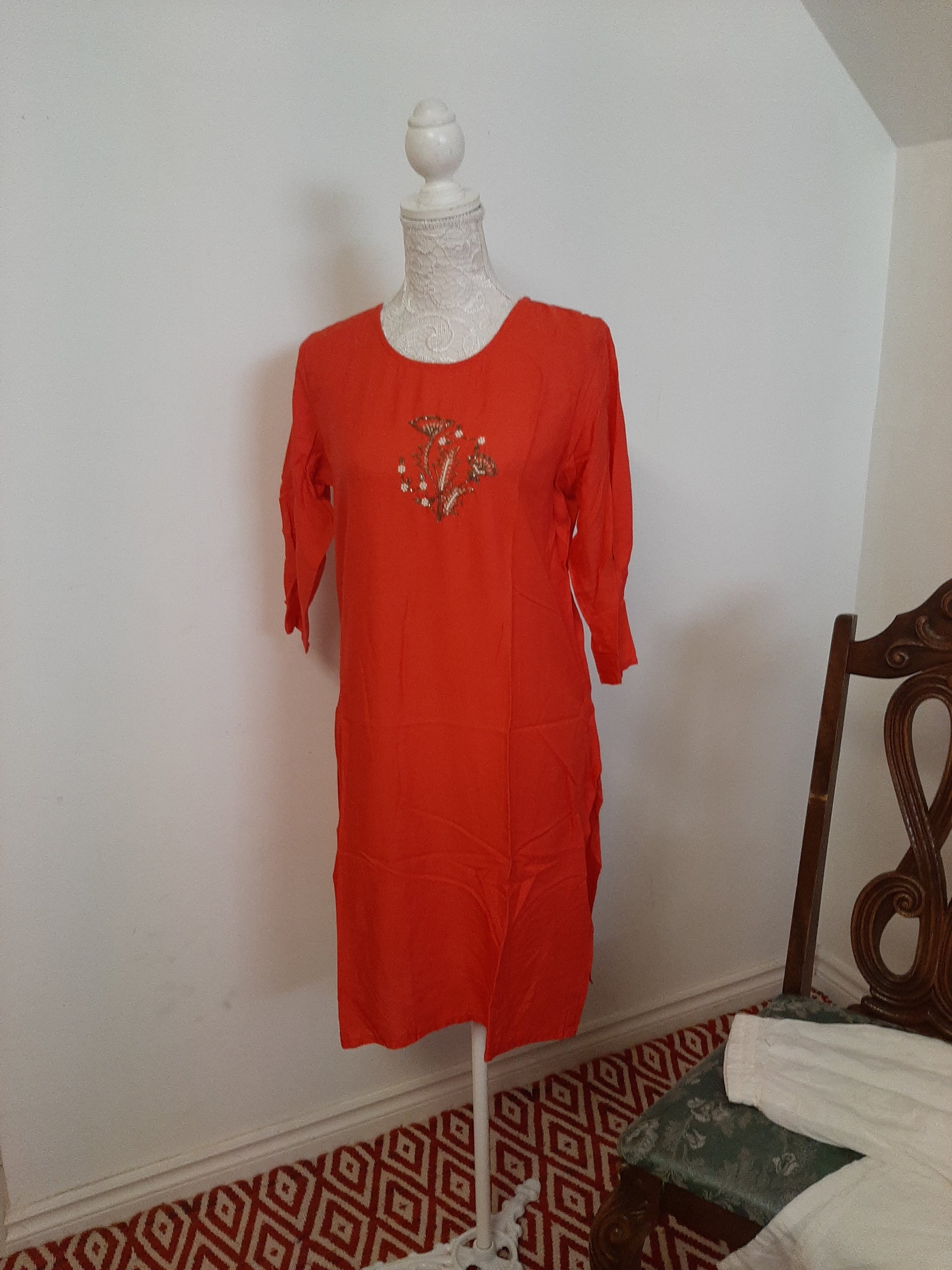Orange Rayon Kurti @ DressingStylesCA.com