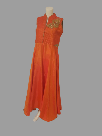 Orange Long Anarkali @ DressingStylesCA.com