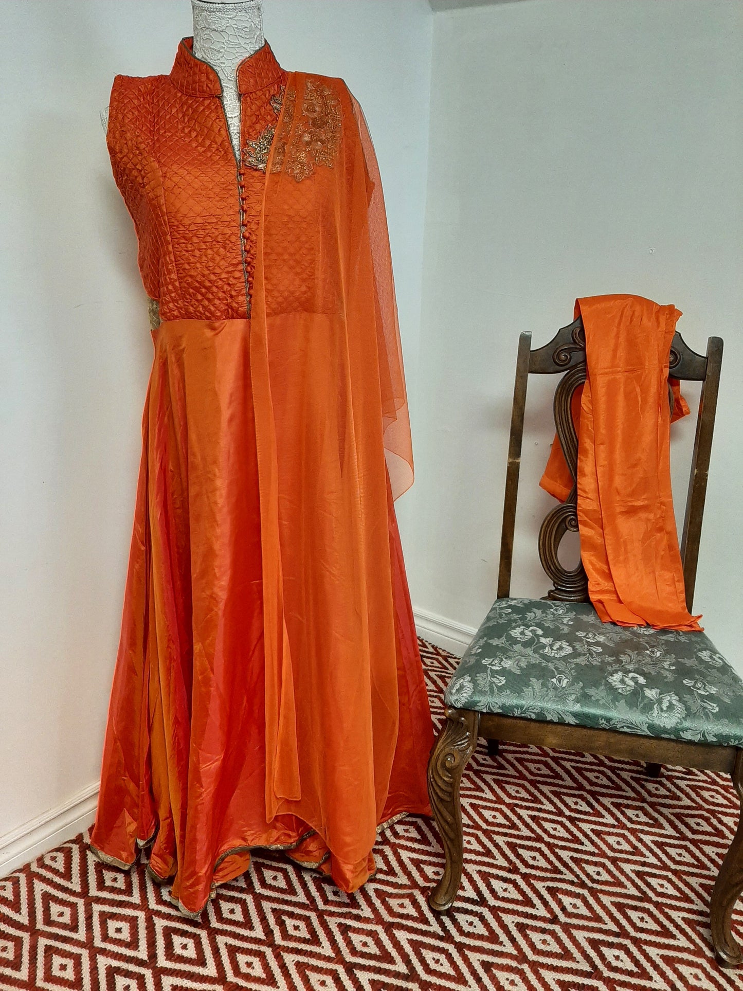 Orange Long Anarkali @ DressingStylesCA.com