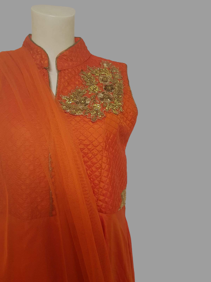 Orange Long Anarkali @ DressingStylesCA.com