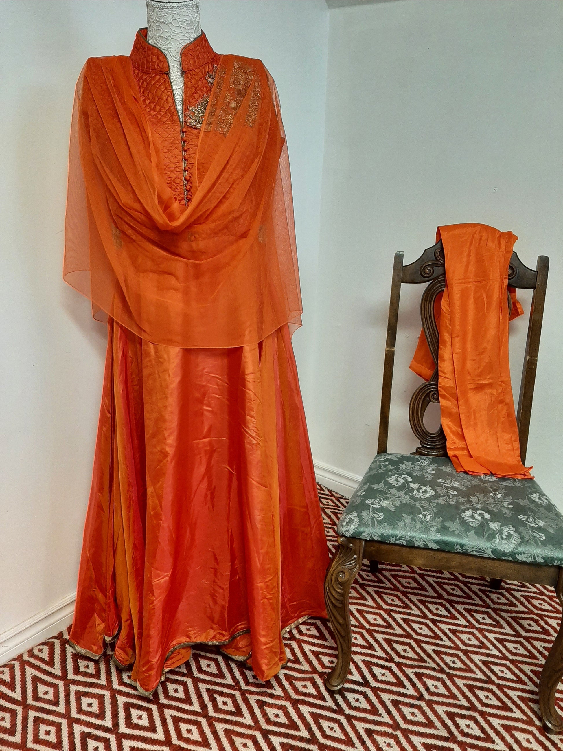 Orange Long Anarkali @ DressingStylesCA.com