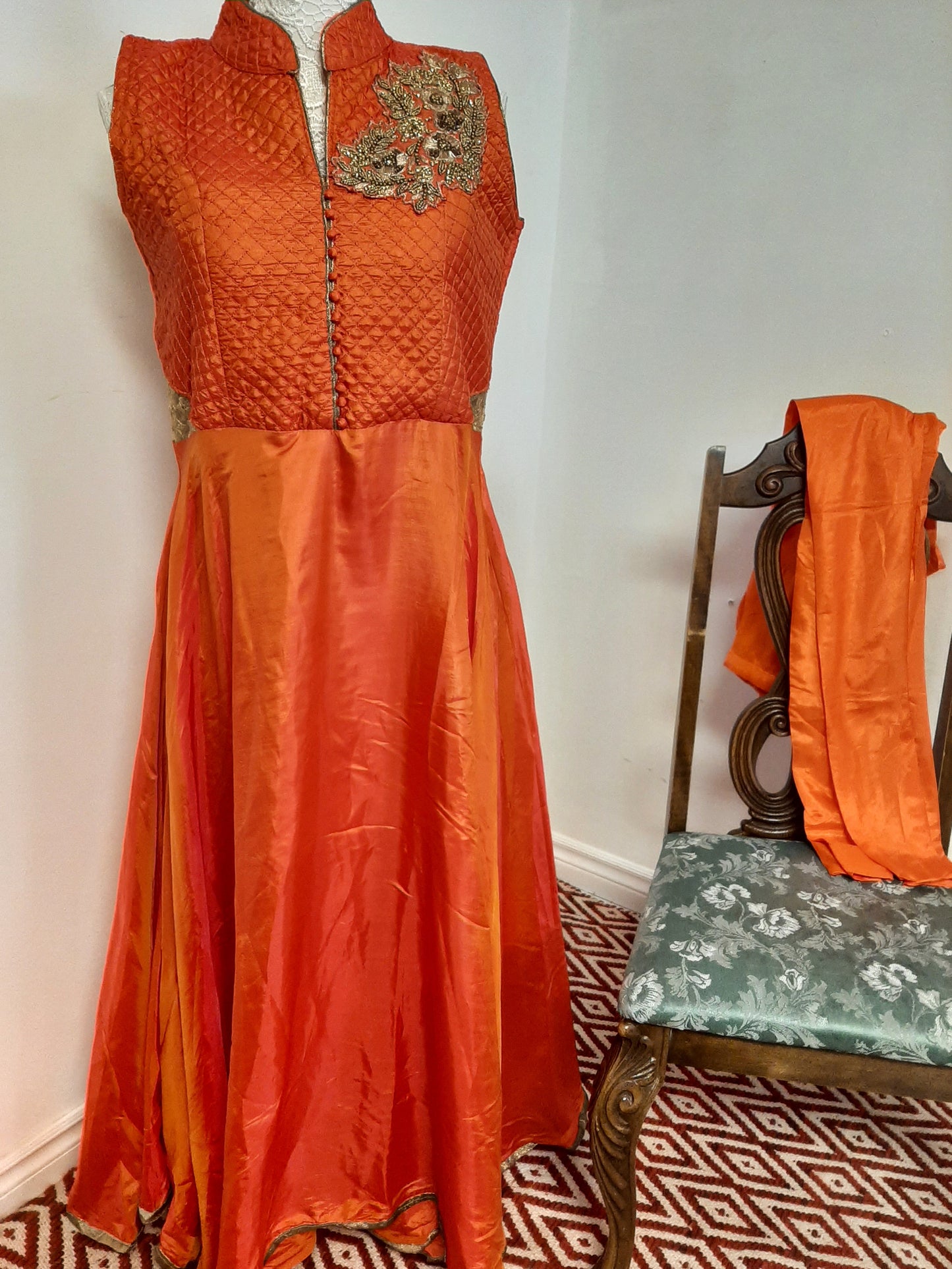 Orange Long Anarkali @ DressingStylesCA.com