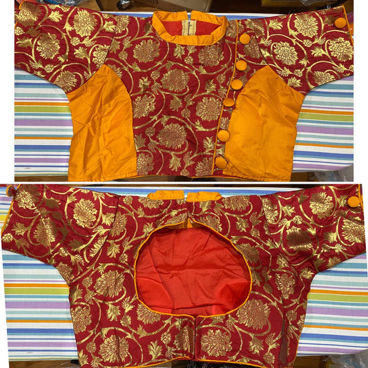Orange-Red Designer Blouse @ DressingStylesCA.com