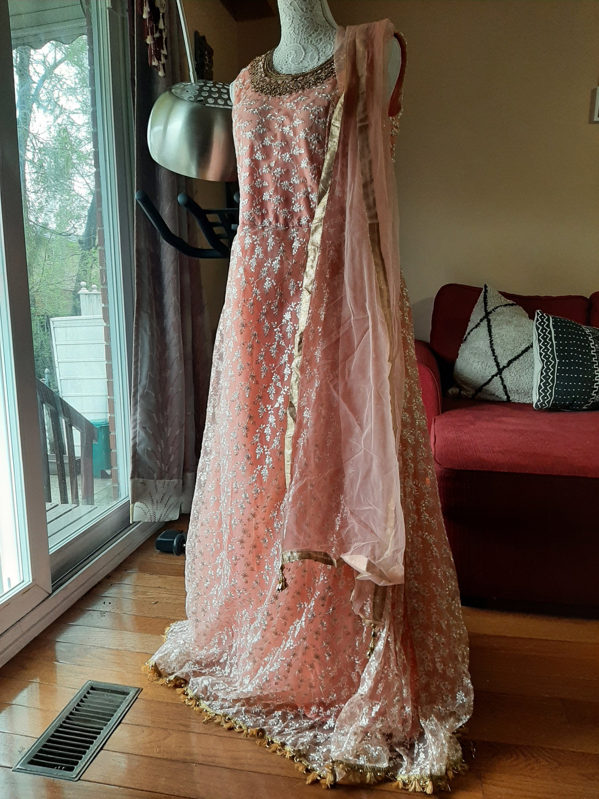 Peach Designer Gown @ DressingStylesCA.com