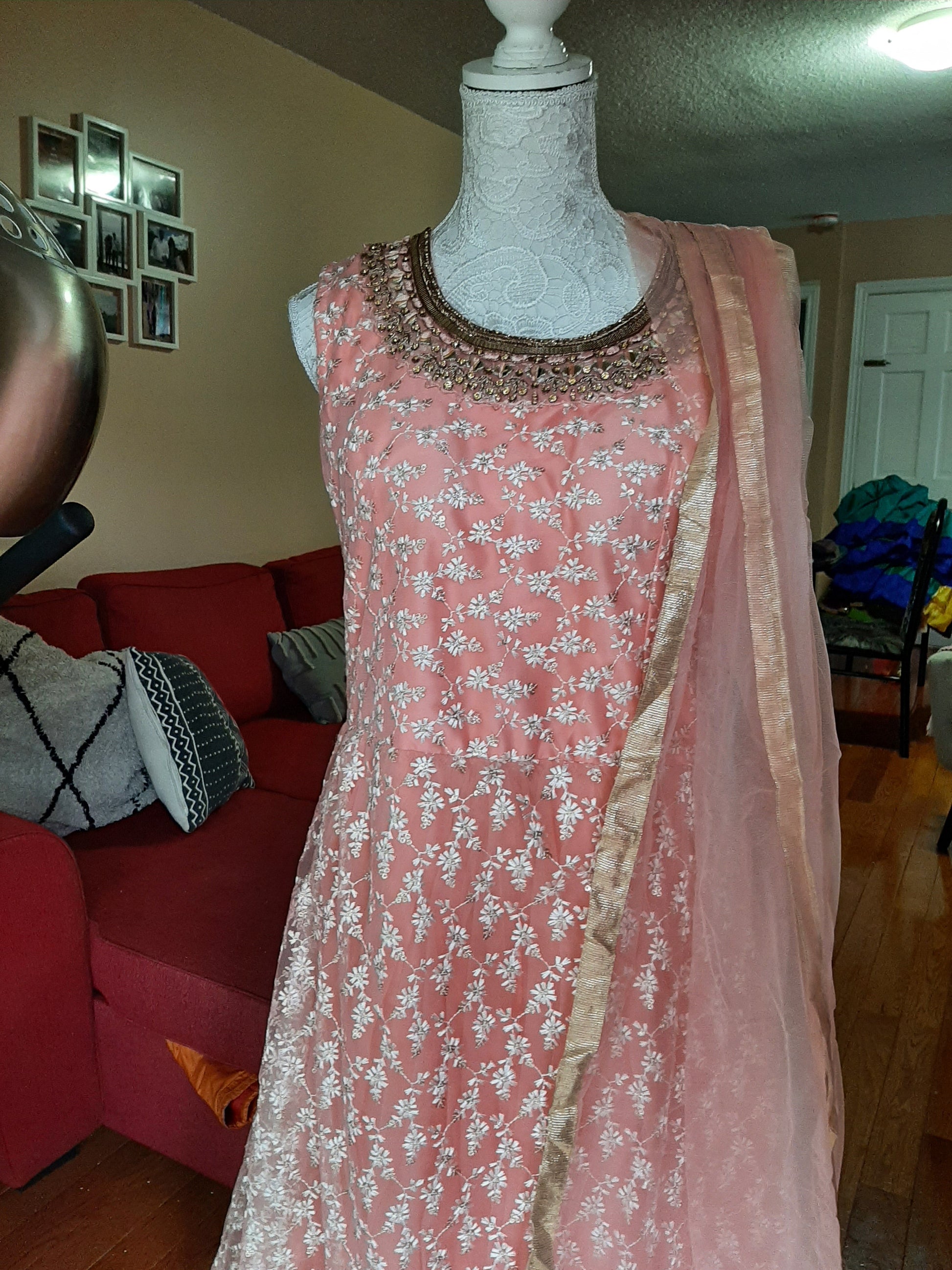 Peach Designer Gown @ DressingStylesCA.com