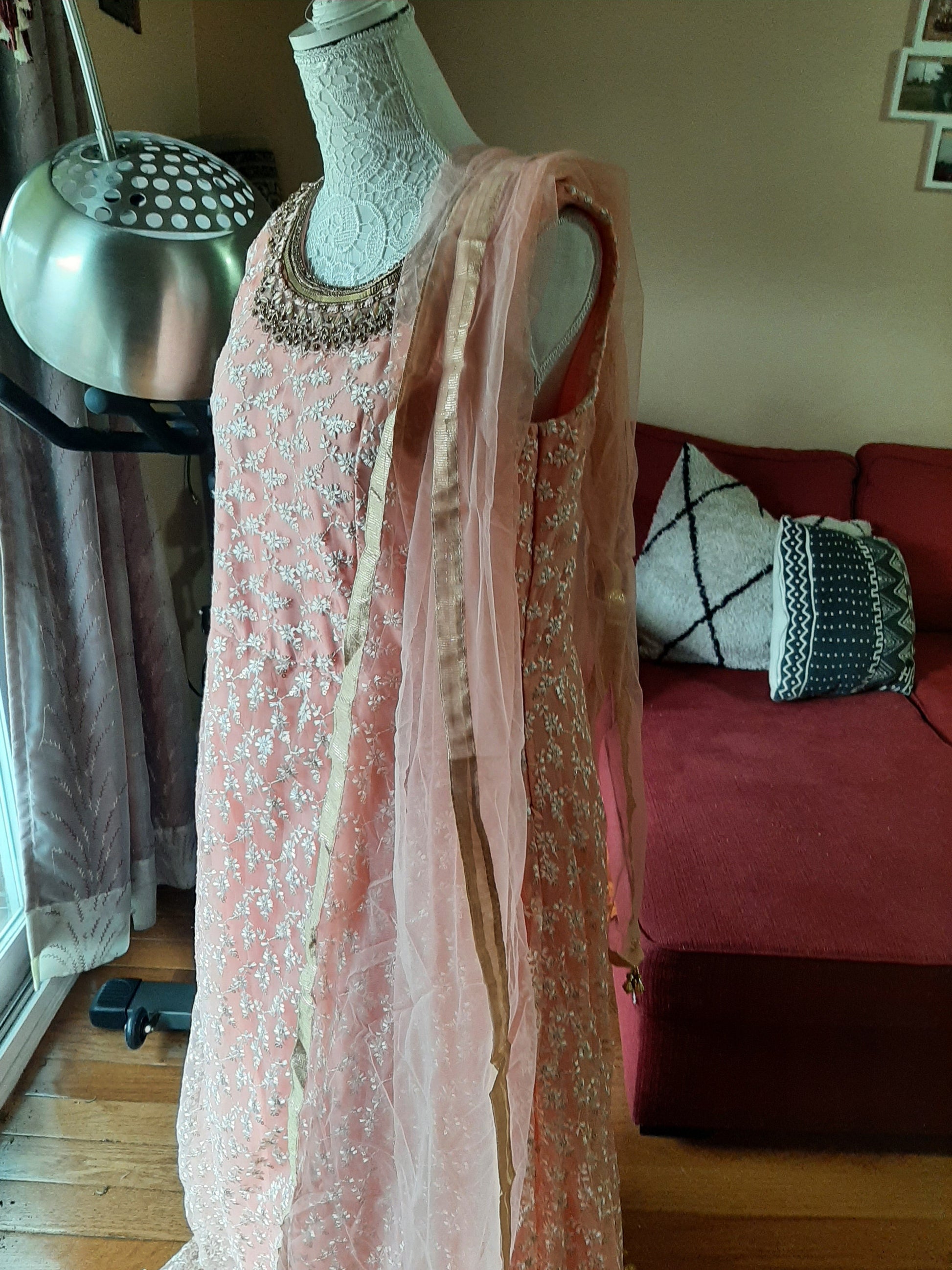 Peach Designer Gown @ DressingStylesCA.com