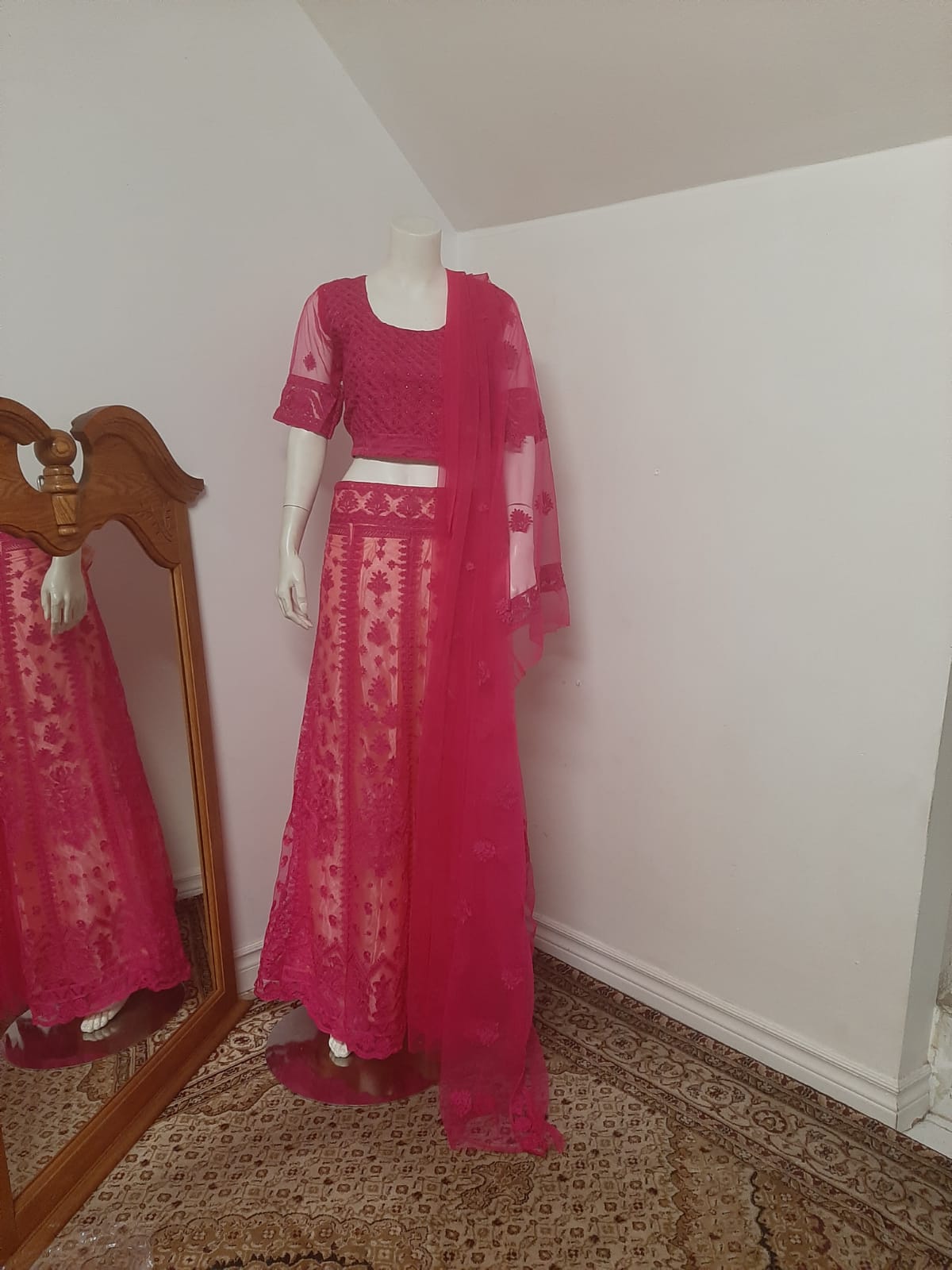 Pink Buttterfly Net Lehenga @ DressingStylesCA.com