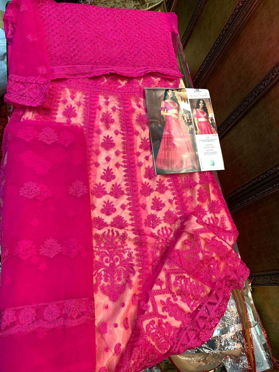 Pink Buttterfly Net Lehenga @ DressingStylesCA.com