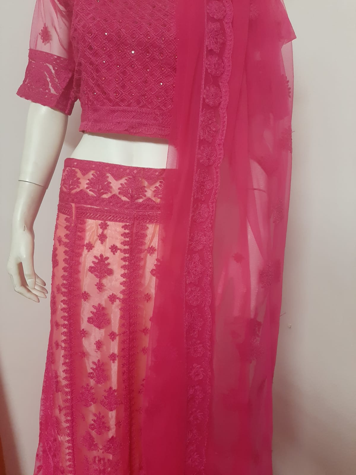 Pink Buttterfly Net Lehenga @ DressingStylesCA.com