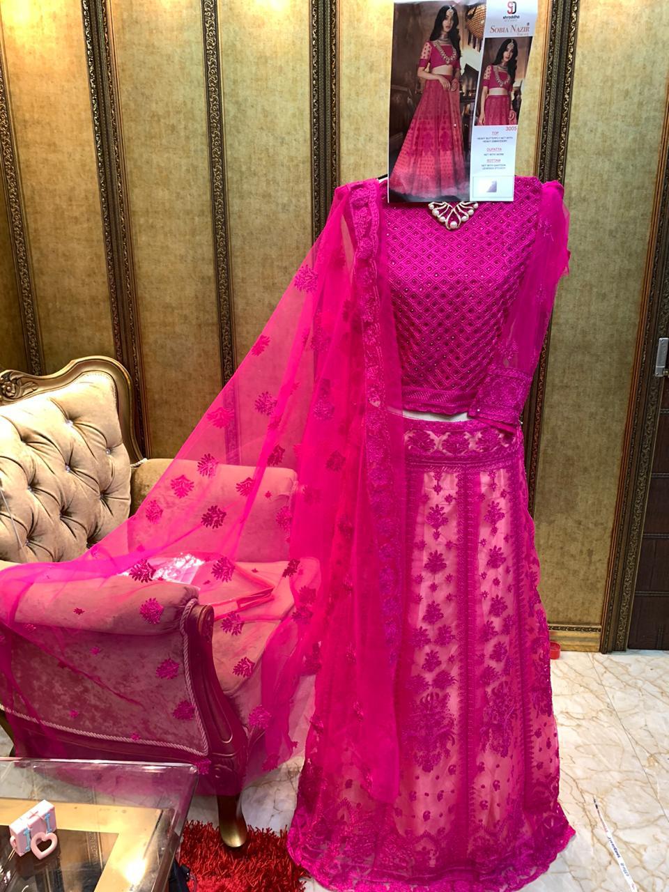 Pink Buttterfly Net Lehenga @ DressingStylesCA.com