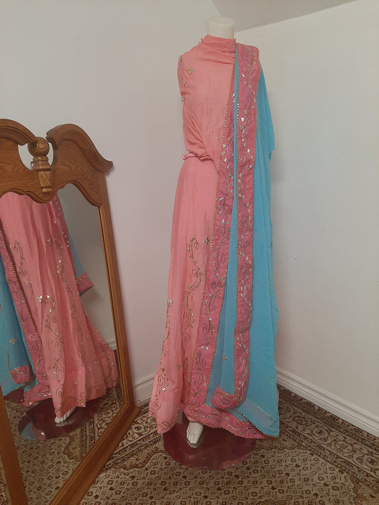 Pink Lehenga with Light Blue Dupatta @ DressingStylesCA.com