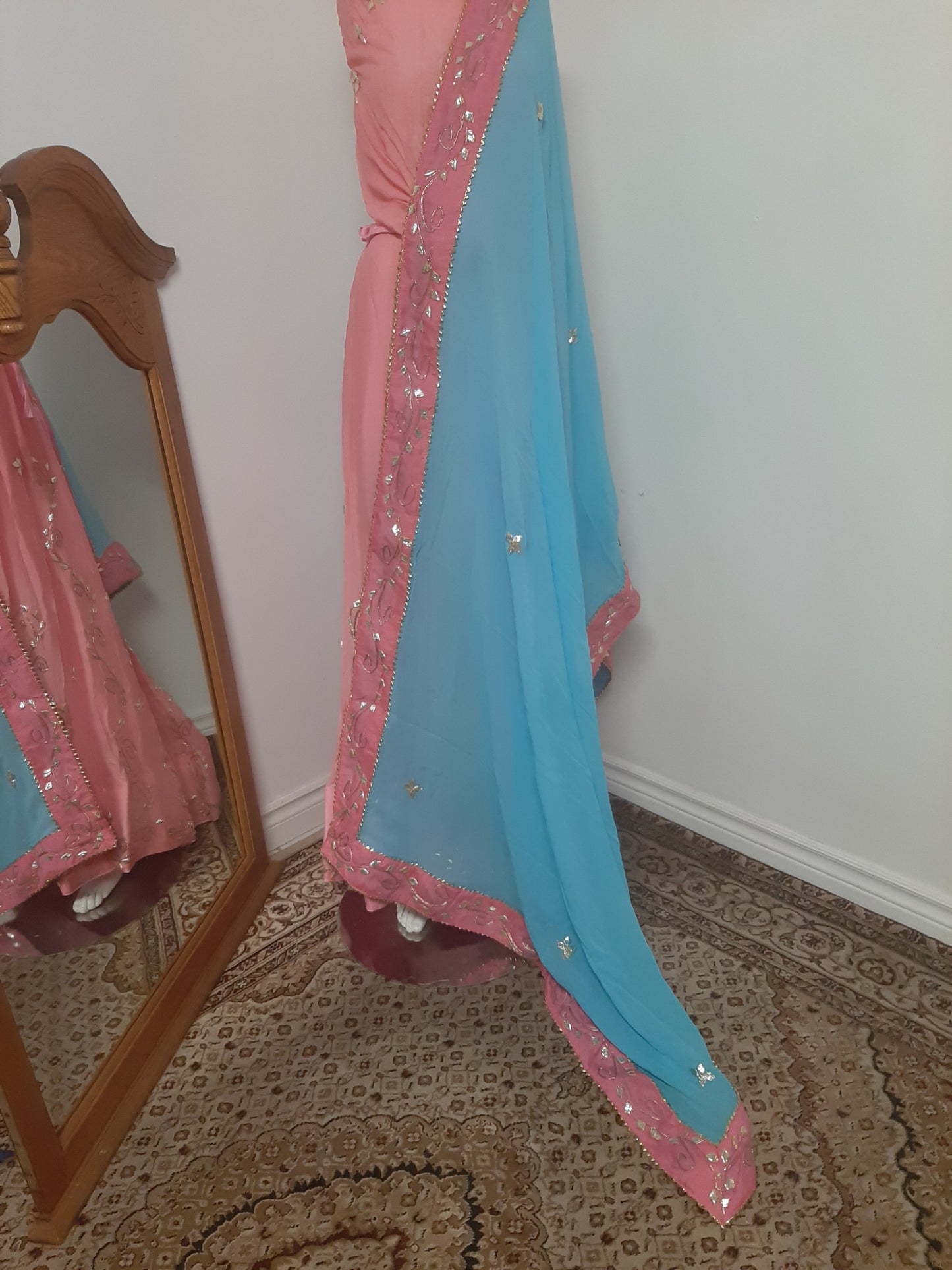 Pink Lehenga with Light Blue Dupatta @ DressingStylesCA.com