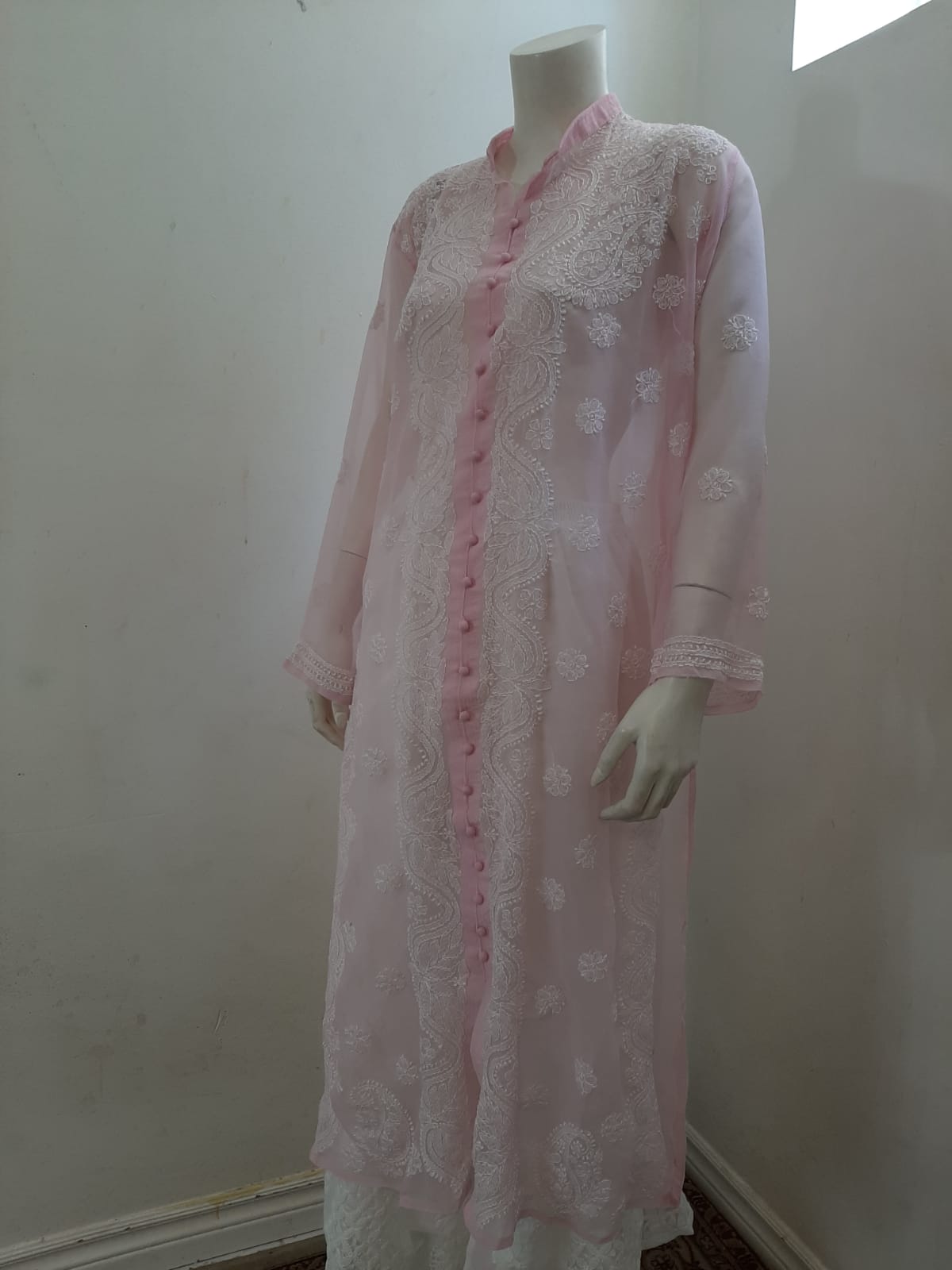 Pink Straight Chikankari Kurti (Handwork) @ DressingStylesCA.com