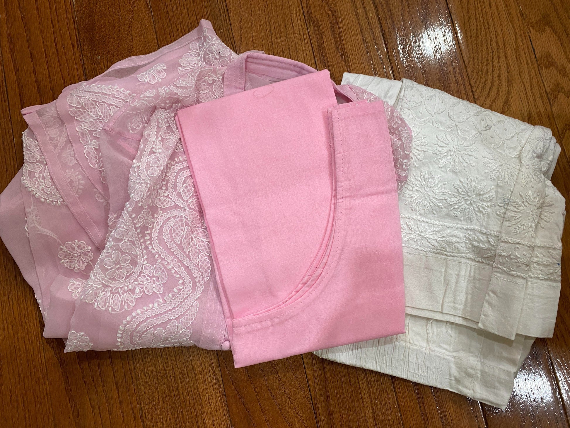 Pink Straight Chikankari Kurti (Handwork) @ DressingStylesCA.com
