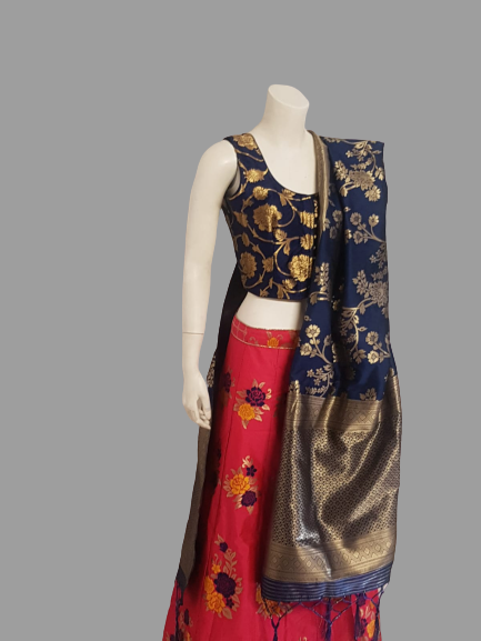 Pink and Blue coloured Lehenga @ DressingStylesCA.com