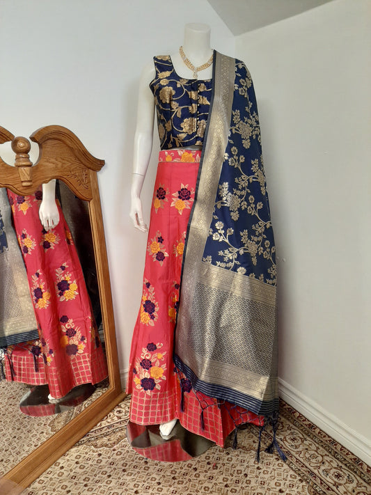 Pink and Blue coloured Lehenga @ DressingStylesCA.com