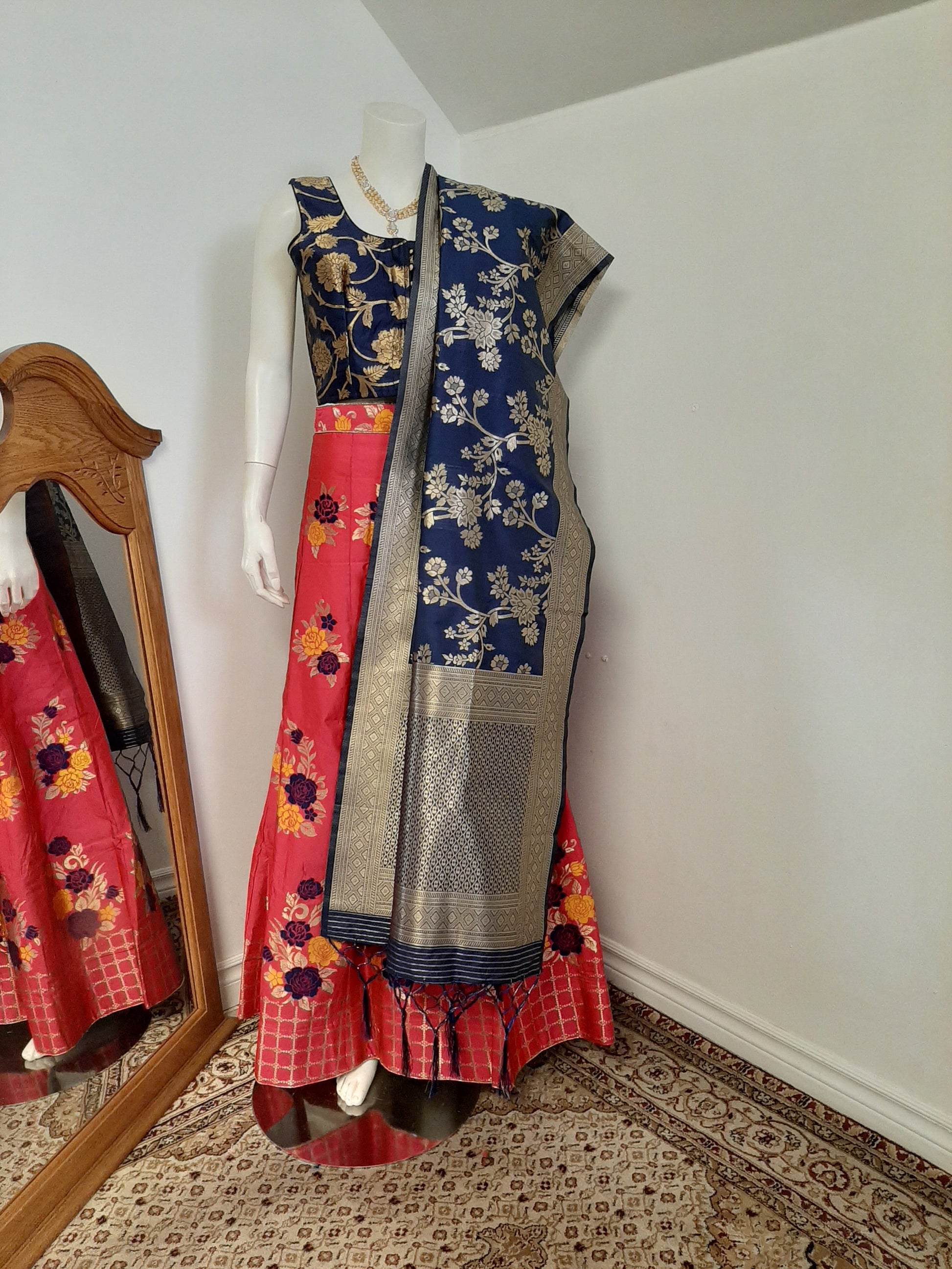 Pink and Blue coloured Lehenga @ DressingStylesCA.com