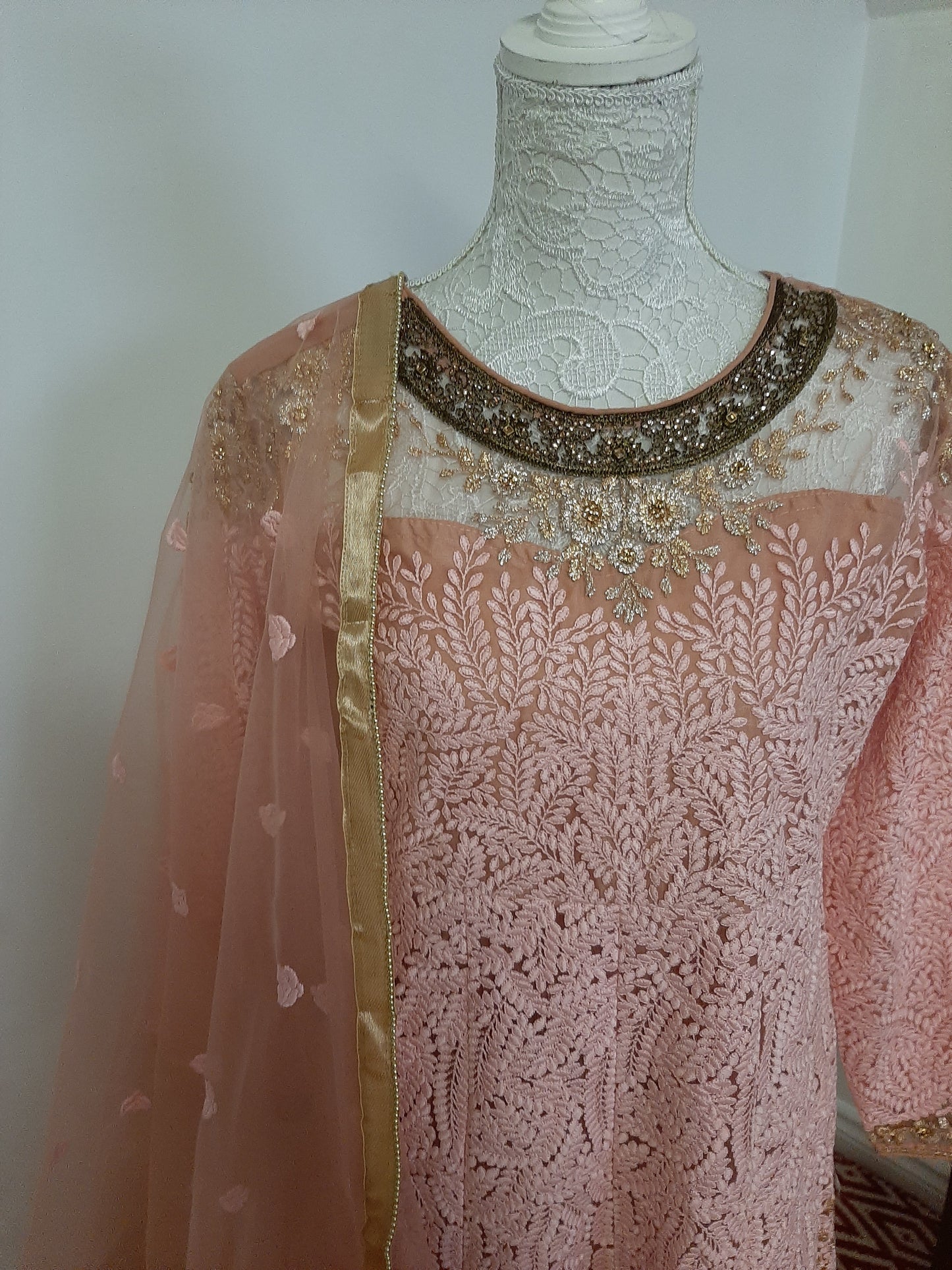 Pink and Gold Heavy Long Gown @ DressingStylesCA.com
