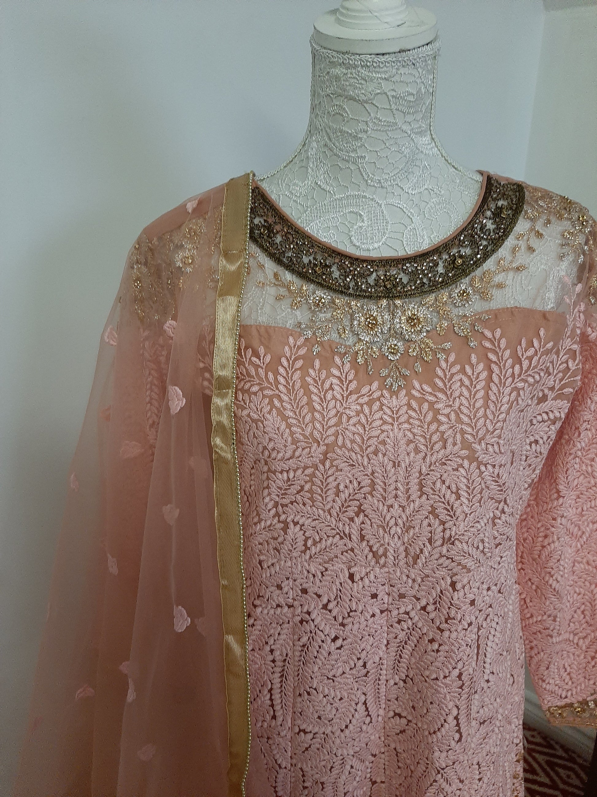 Pink and Gold Heavy Long Gown @ DressingStylesCA.com