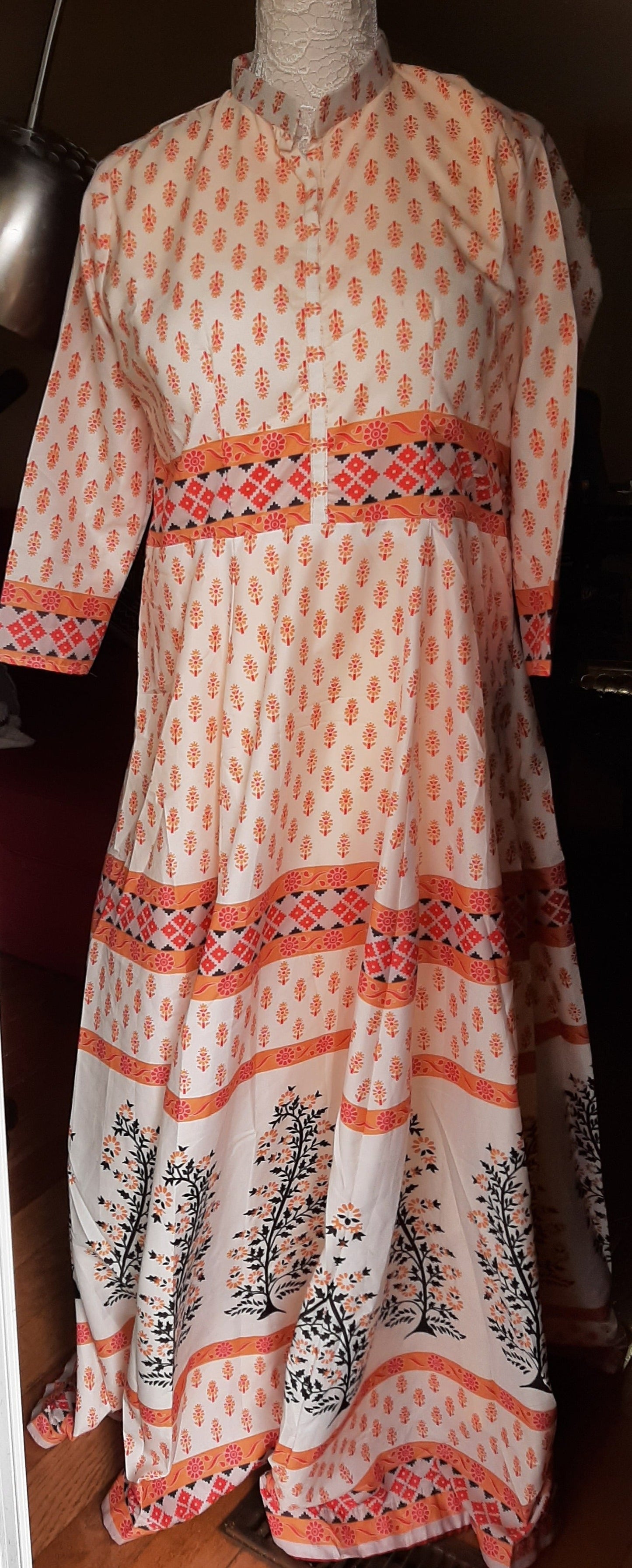 Printed Brown Long Gown @ DressingStylesCA.com