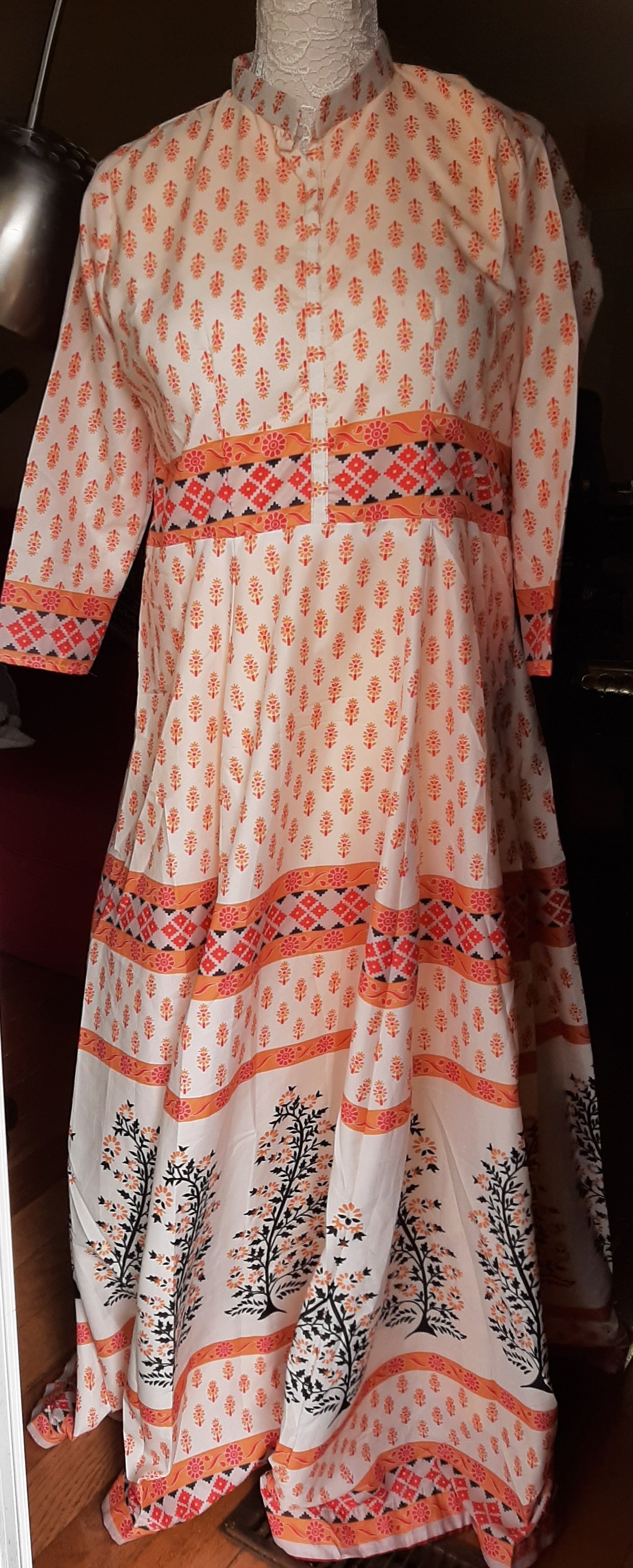 Printed Brown Long Gown @ DressingStylesCA.com