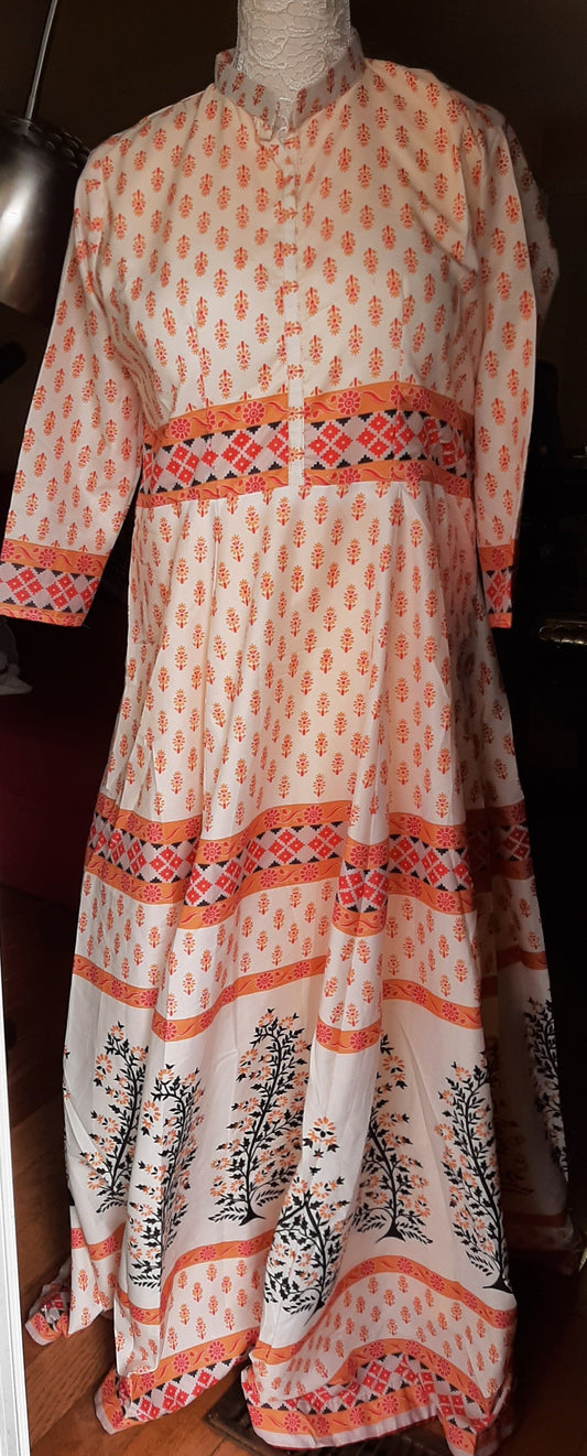 Printed Brown Long Gown @ DressingStylesCA.com